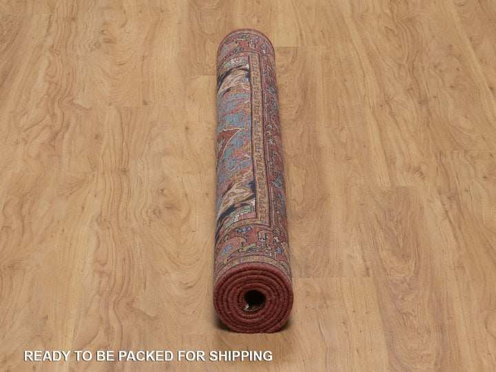 4'1" x 6'2" New Hand Knotted Red Wool Rectangle Oriental Rug - MOA10292415