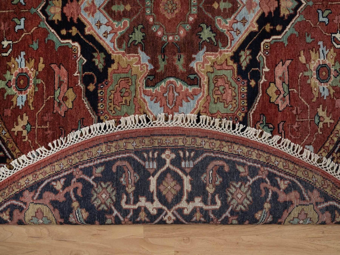 5'0" x 5'0" New Hand Knotted Red Wool Round Oriental Rug - MOA10292416