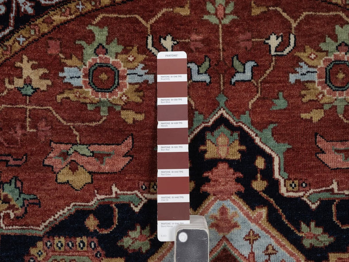 5'0" x 5'0" New Hand Knotted Red Wool Round Oriental Rug - MOA10292416