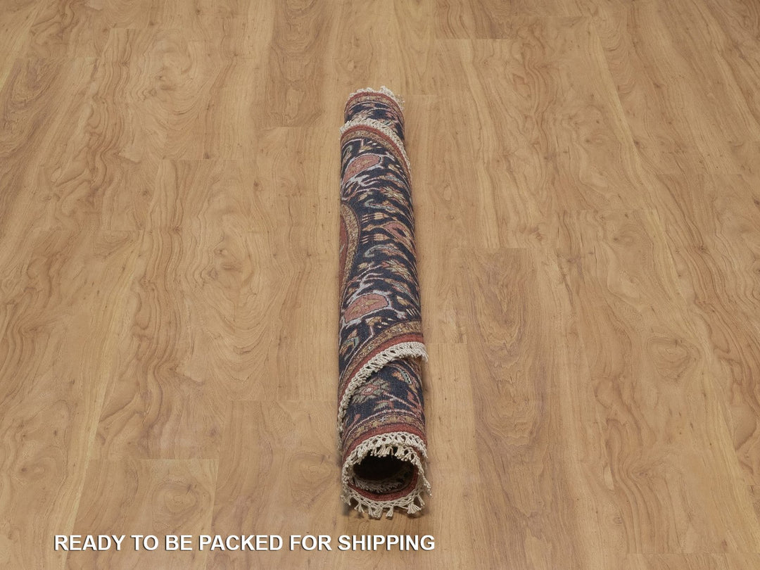 5'0" x 5'0" New Hand Knotted Red Wool Round Oriental Rug - MOA10292416