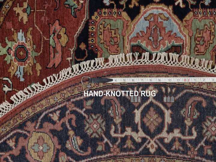 5'0" x 5'0" New Hand Knotted Red Wool Round Oriental Rug - MOA10292416