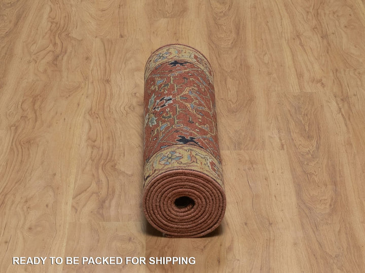 2'7" x 12'0" New Hand Knotted Red Wool Runner Oriental Rug - MOA10292417