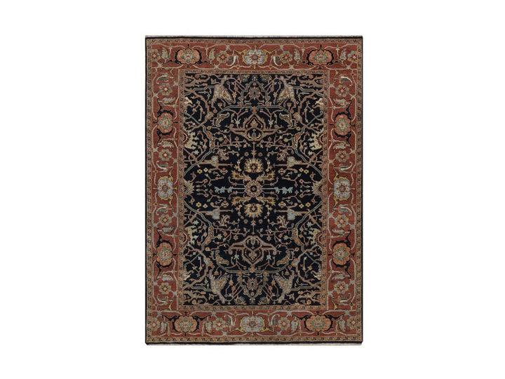 5'1" x 7'1" New Hand Knotted Blue Wool Rectangle Oriental Rug - MOA10292418