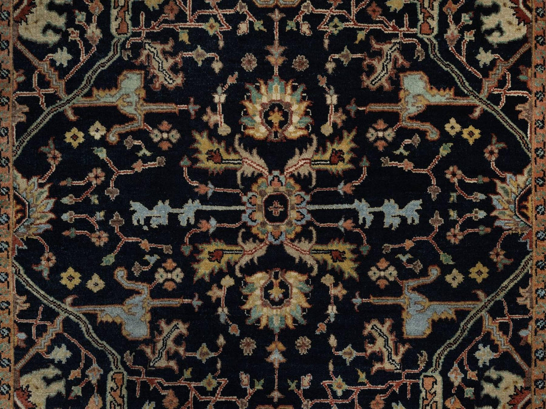 5'1" x 7'1" New Hand Knotted Blue Wool Rectangle Oriental Rug - MOA10292418