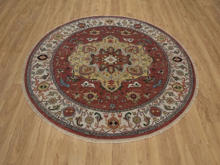 6'0" x 6'0" New Hand Knotted Red Wool Round Oriental Rug - MOA10292419