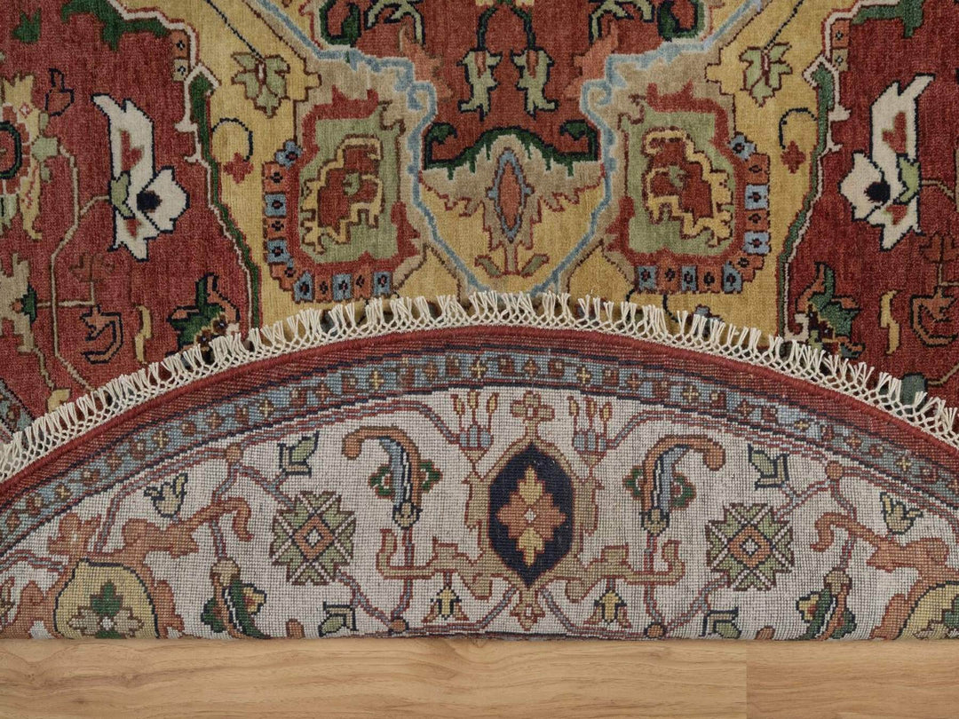 6'0" x 6'0" New Hand Knotted Red Wool Round Oriental Rug - MOA10292419