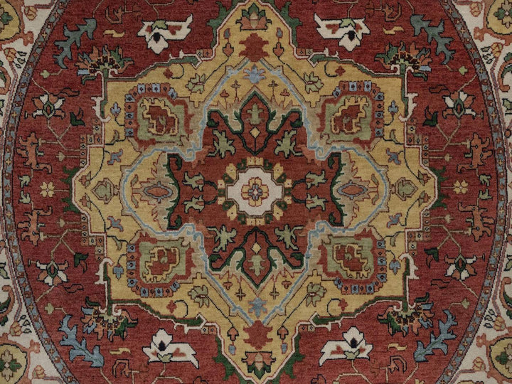 6'0" x 6'0" New Hand Knotted Red Wool Round Oriental Rug - MOA10292419