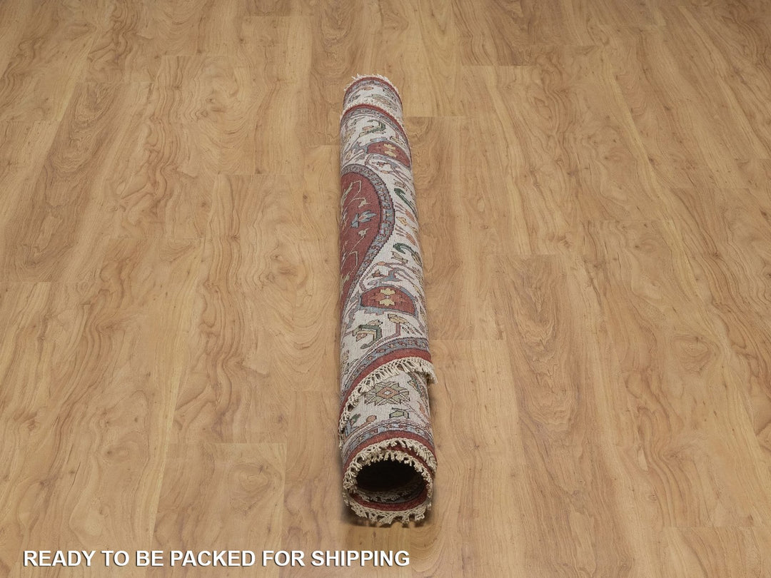 6'0" x 6'0" New Hand Knotted Red Wool Round Oriental Rug - MOA10292419