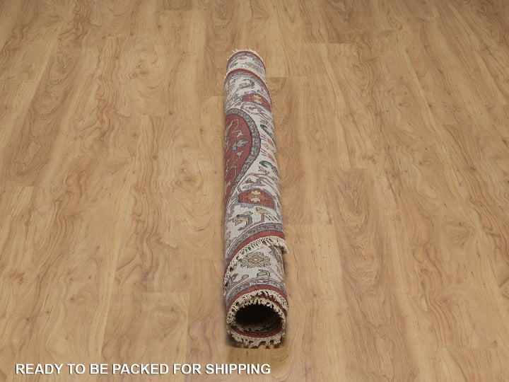 6'0" x 6'0" New Hand Knotted Red Wool Round Oriental Rug - MOA10292419