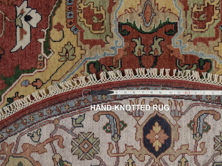 6'0" x 6'0" New Hand Knotted Red Wool Round Oriental Rug - MOA10292419