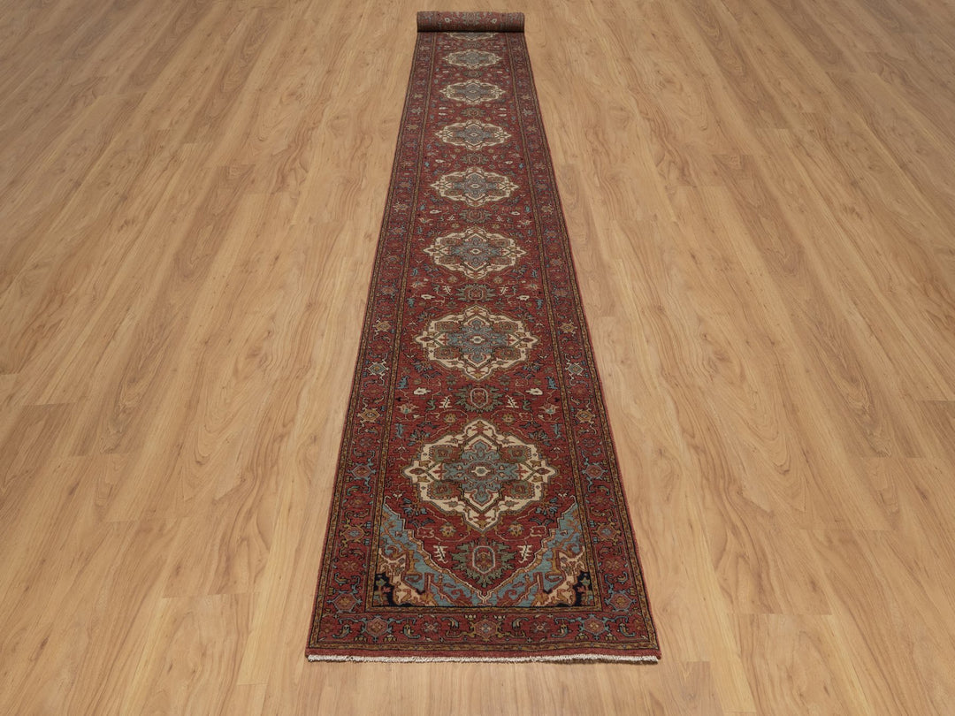 2'7" x 21'7" New Hand Knotted Red Wool Runner Oriental Rug - MOA10292420