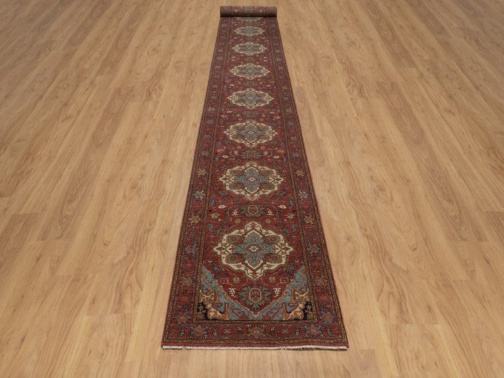 2'7" x 21'7" New Hand Knotted Red Wool Runner Oriental Rug - MOA10292420