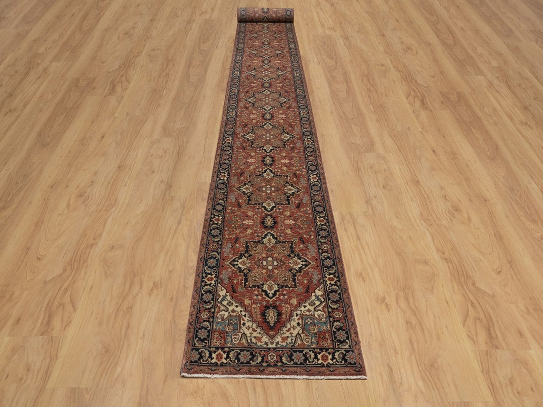 2'6" x 23'11" New Hand Knotted Red Wool Runner Oriental Rug - MOA10292421