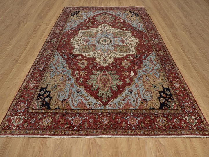 9'1" x 12'2" New Hand Knotted Red Wool Rectangle Oriental Rug - MOA10292422