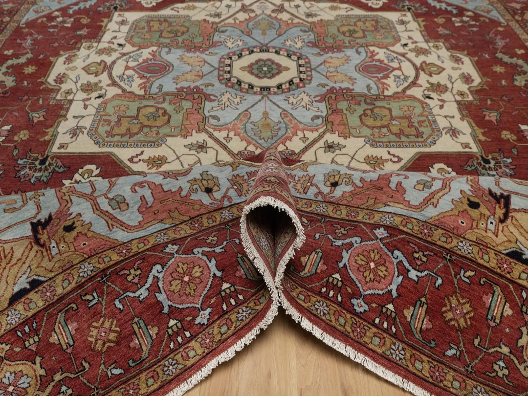 9'1" x 12'2" New Hand Knotted Red Wool Rectangle Oriental Rug - MOA10292422