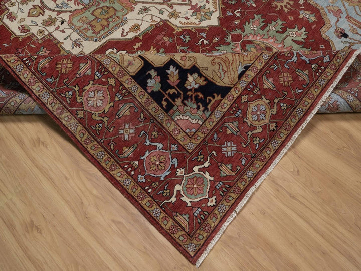 9'1" x 12'2" New Hand Knotted Red Wool Rectangle Oriental Rug - MOA10292422