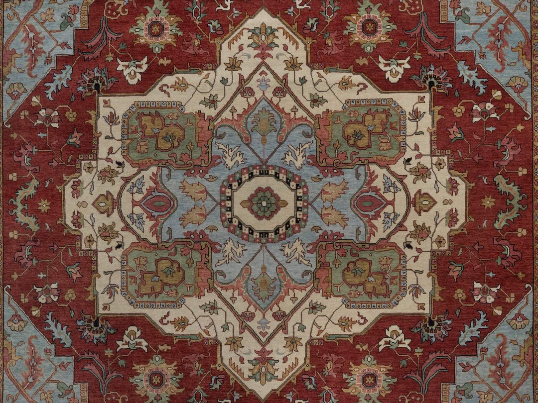 9'1" x 12'2" New Hand Knotted Red Wool Rectangle Oriental Rug - MOA10292422
