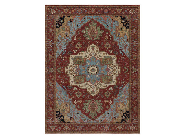 8'11" x 12'1" New Hand Knotted Red Wool Rectangle Oriental Rug - MOA10292423