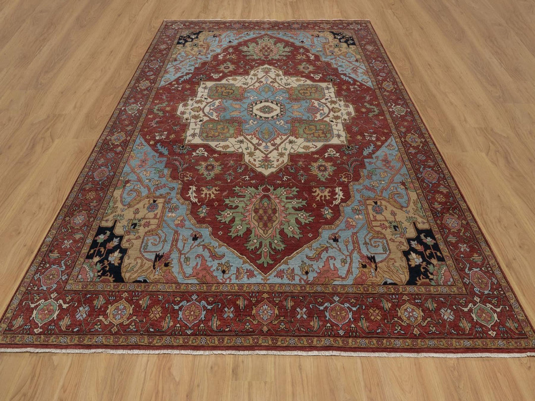 8'11" x 12'1" New Hand Knotted Red Wool Rectangle Oriental Rug - MOA10292423