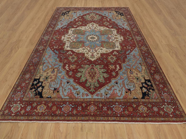 8'11" x 12'1" New Hand Knotted Red Wool Rectangle Oriental Rug - MOA10292423