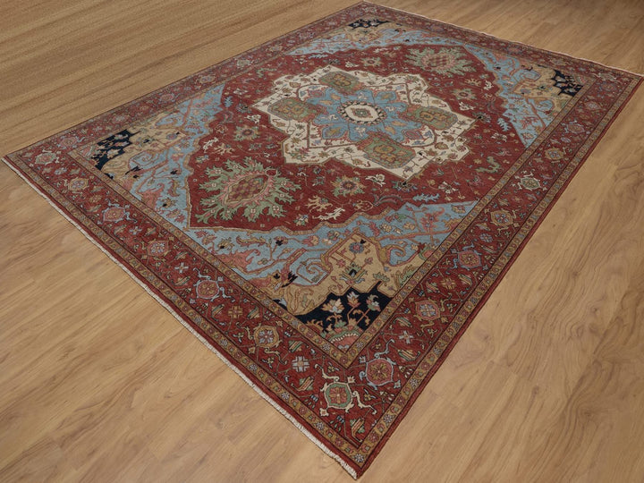 8'11" x 12'1" New Hand Knotted Red Wool Rectangle Oriental Rug - MOA10292423