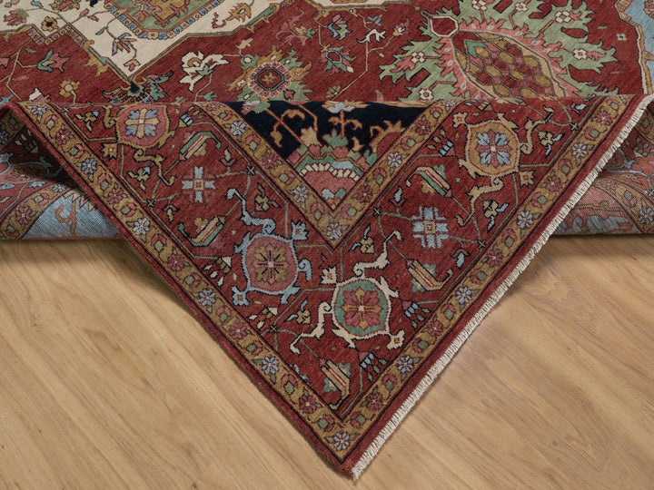 8'11" x 12'1" New Hand Knotted Red Wool Rectangle Oriental Rug - MOA10292423