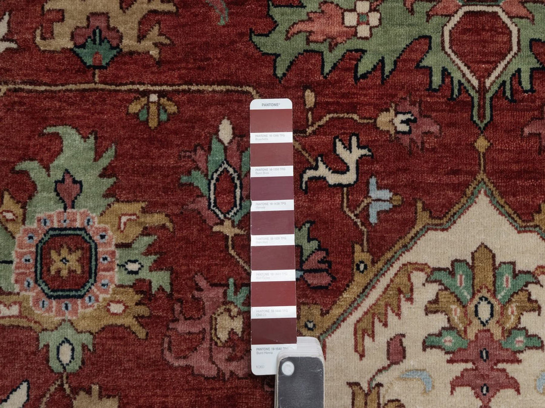 8'11" x 12'1" New Hand Knotted Red Wool Rectangle Oriental Rug - MOA10292423