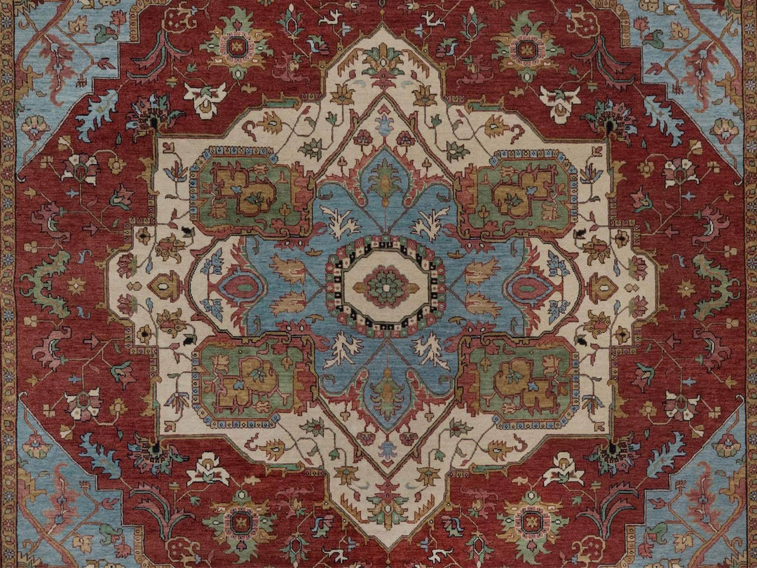 8'11" x 12'1" New Hand Knotted Red Wool Rectangle Oriental Rug - MOA10292423