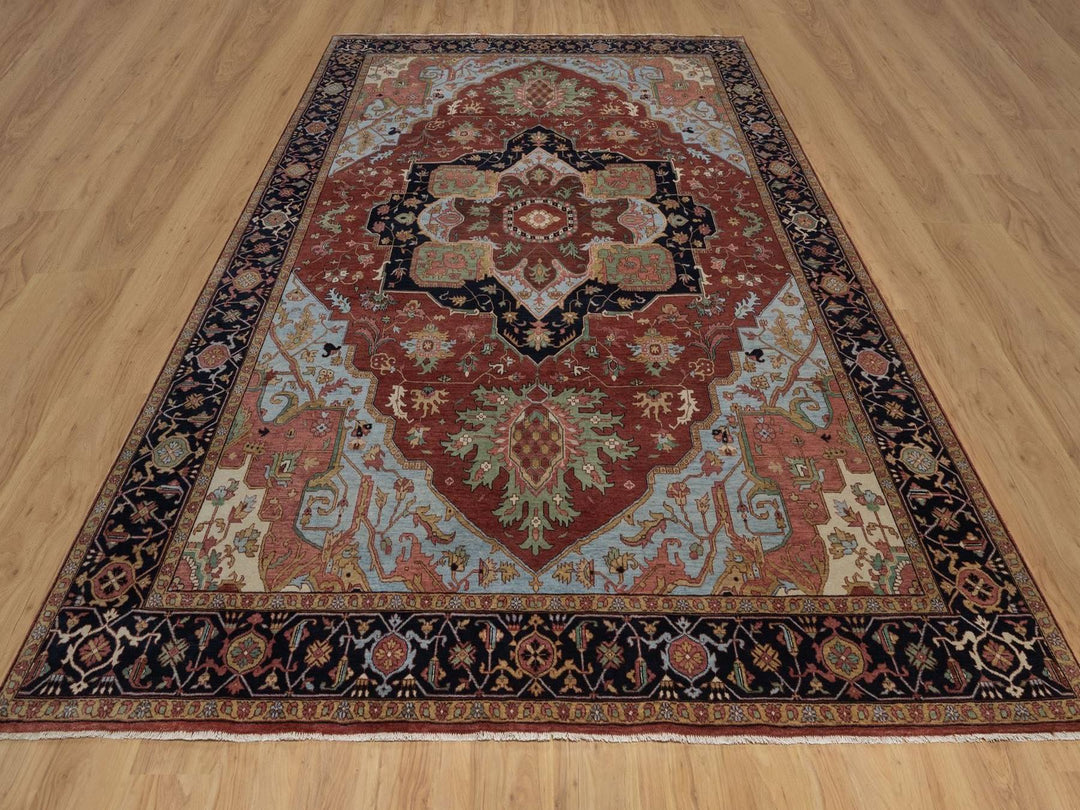 8'11" x 12'2" New Hand Knotted Red Wool Rectangle Oriental Rug - MOA10292424