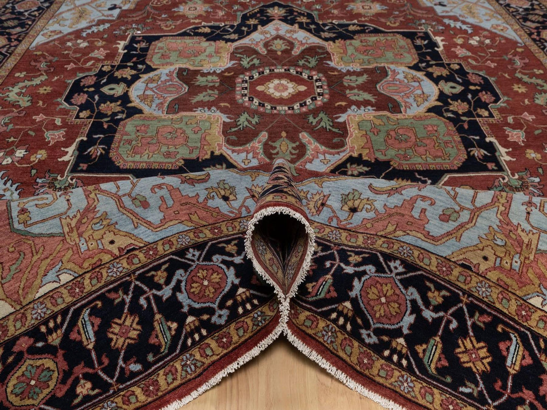 8'11" x 12'2" New Hand Knotted Red Wool Rectangle Oriental Rug - MOA10292424