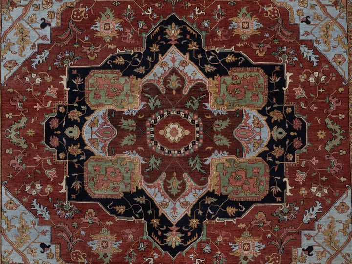 8'11" x 12'2" New Hand Knotted Red Wool Rectangle Oriental Rug - MOA10292424