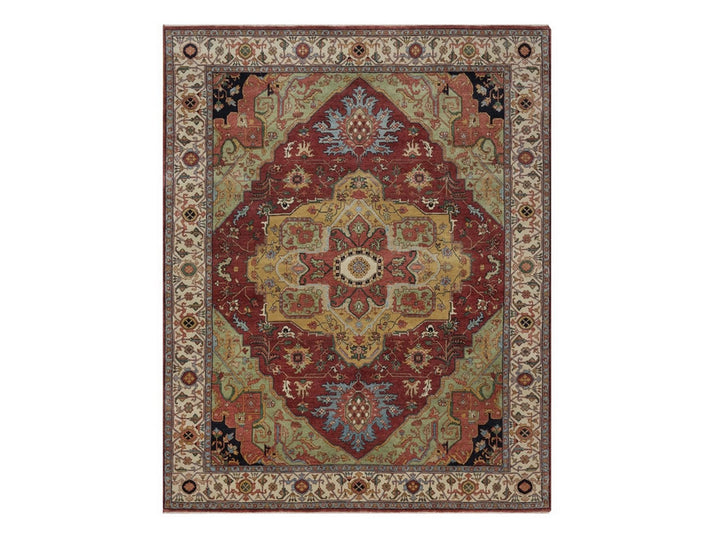 8'0" x 10'1" New Hand Knotted Red Wool Rectangle Oriental Rug - MOA10292425