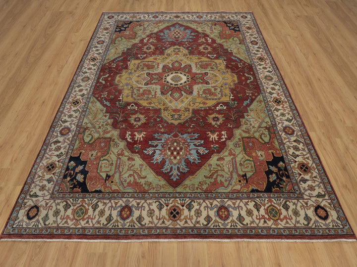 8'0" x 10'1" New Hand Knotted Red Wool Rectangle Oriental Rug - MOA10292425