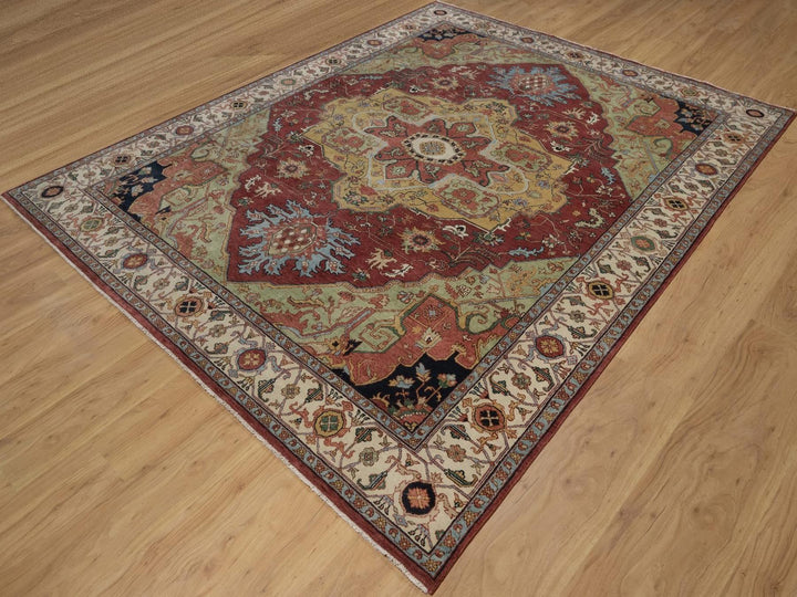 8'0" x 10'1" New Hand Knotted Red Wool Rectangle Oriental Rug - MOA10292425