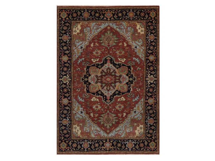 6'1" x 8'11" New Hand Knotted Red Wool Rectangle Oriental Rug - MOA10292426