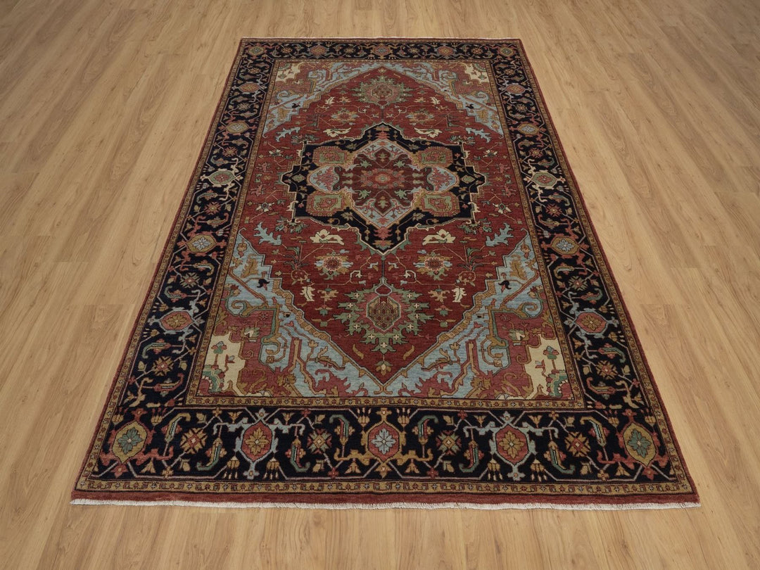 6'1" x 8'11" New Hand Knotted Red Wool Rectangle Oriental Rug - MOA10292426