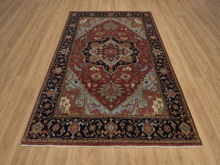 6'1" x 8'11" New Hand Knotted Red Wool Rectangle Oriental Rug - MOA10292426