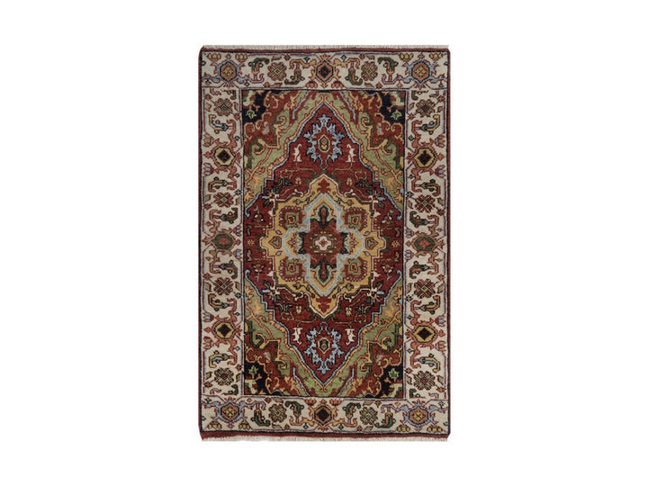 2'1" x 3'2" New Hand Knotted Red Wool Rectangle Oriental Rug - MOA10292428