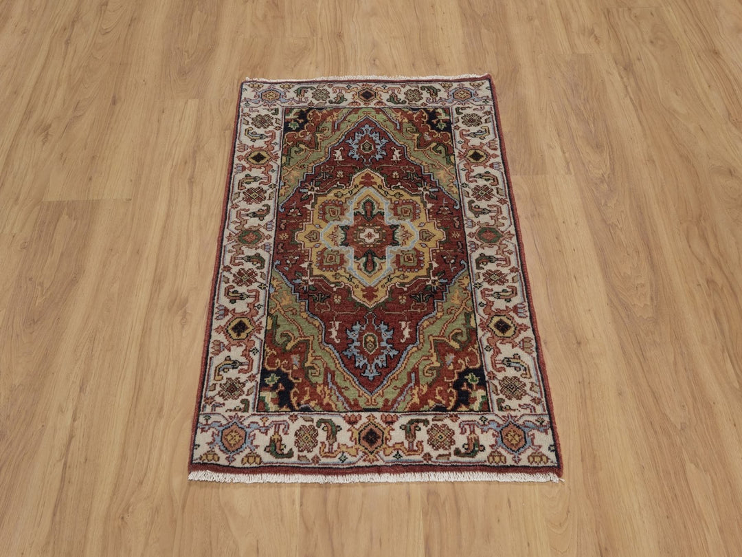 2'1" x 3'2" New Hand Knotted Red Wool Rectangle Oriental Rug - MOA10292428