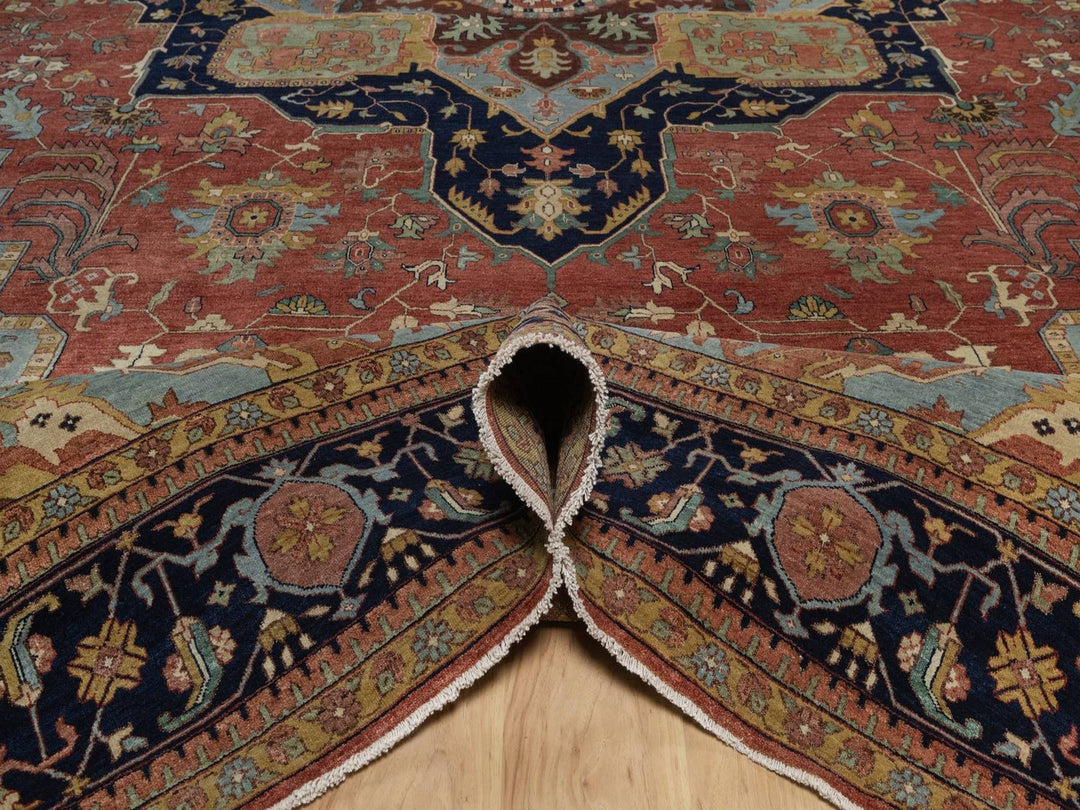 11'11" x 18'0" New Hand Knotted Red Wool Rectangle Oriental Rug - MOA10292429