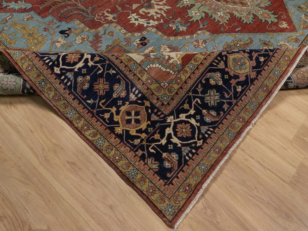 11'11" x 18'0" New Hand Knotted Red Wool Rectangle Oriental Rug - MOA10292429