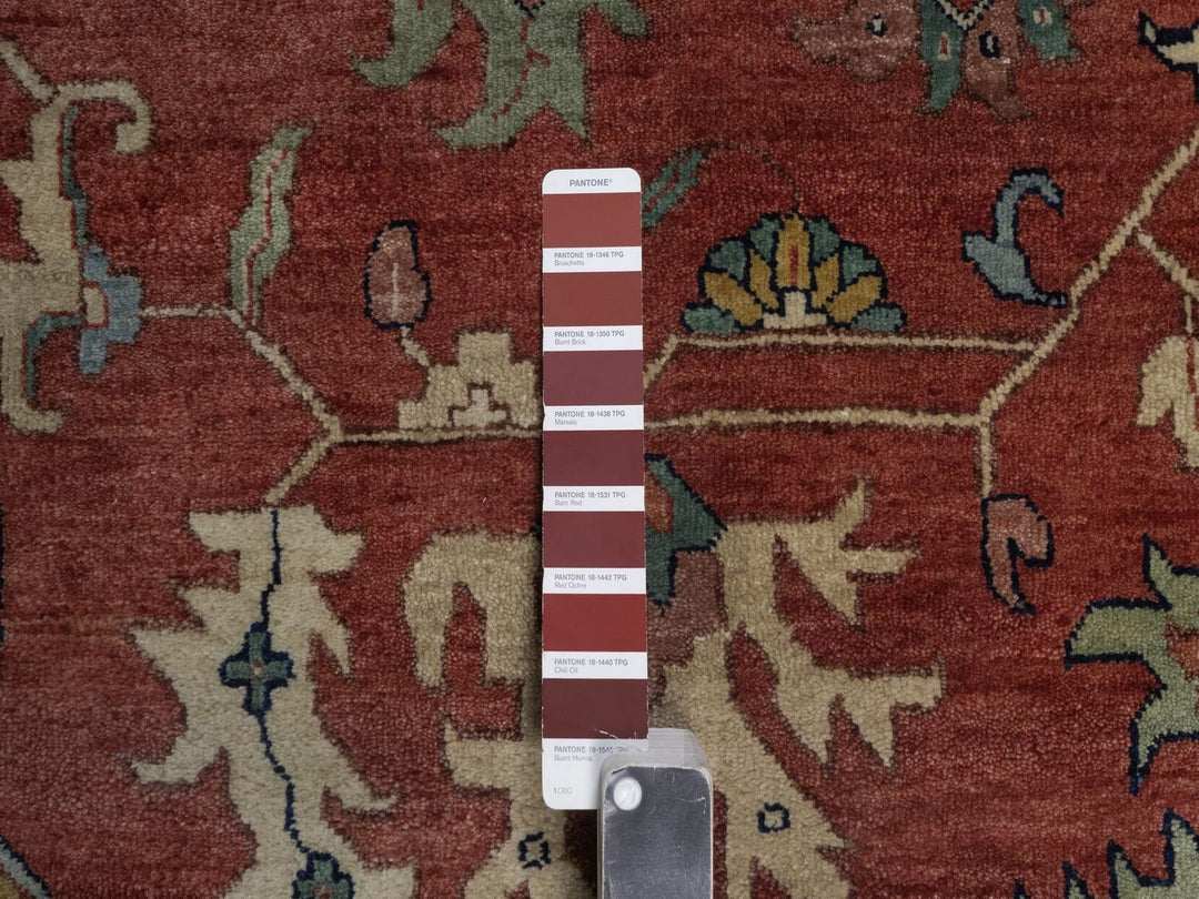 11'11" x 18'0" New Hand Knotted Red Wool Rectangle Oriental Rug - MOA10292429