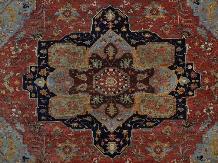 11'11" x 18'0" New Hand Knotted Red Wool Rectangle Oriental Rug - MOA10292429