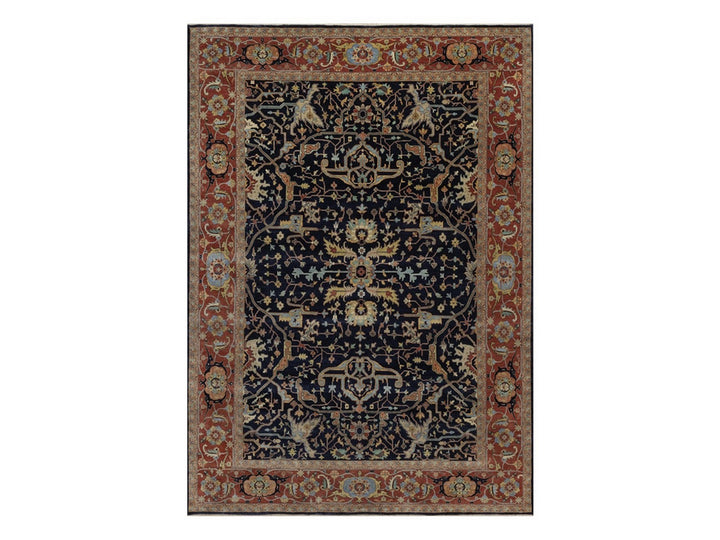 9'11" x 14'1" New Hand Knotted Blue Wool Rectangle Oriental Rug - MOA10292430