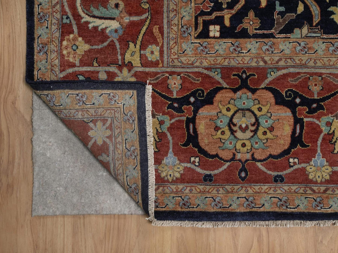 9'11" x 14'1" New Hand Knotted Blue Wool Rectangle Oriental Rug - MOA10292430