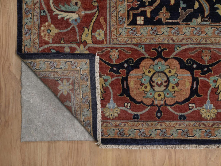 9'11" x 14'1" New Hand Knotted Blue Wool Rectangle Oriental Rug - MOA10292430