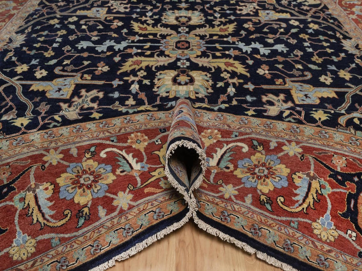 9'11" x 14'1" New Hand Knotted Blue Wool Rectangle Oriental Rug - MOA10292430