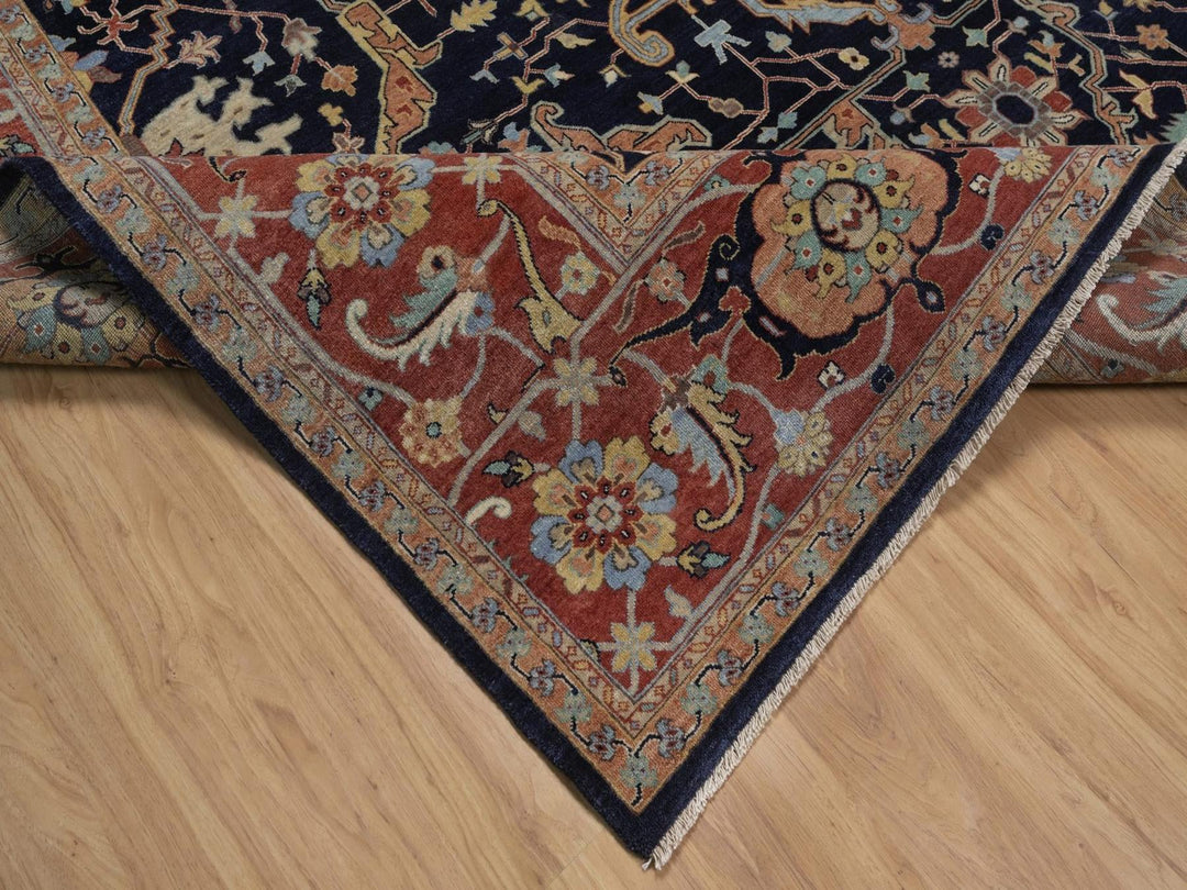 9'11" x 14'1" New Hand Knotted Blue Wool Rectangle Oriental Rug - MOA10292430