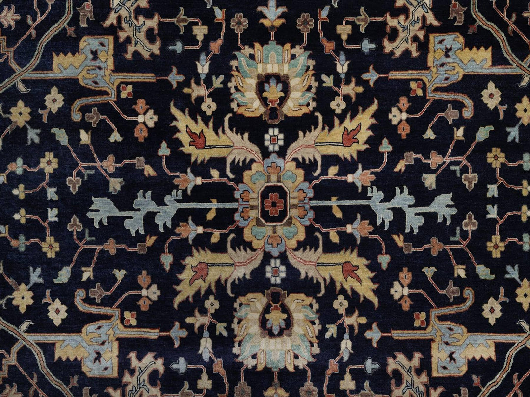 9'11" x 14'1" New Hand Knotted Blue Wool Rectangle Oriental Rug - MOA10292430