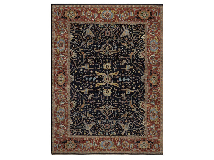 9'0" x 12'1" New Hand Knotted Blue Wool Rectangle Oriental Rug - MOA10292431